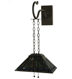 16"W Tiffany Jeweled Peacock Shepherd's Hook Wall Sconce