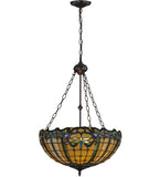 20"W Dragonfly Trellis Stained Glass Inverted Pendant