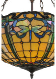 20"W Dragonfly Stained Glass Inverted Pendant