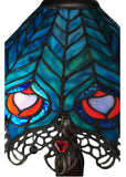 23"H Peacock Feather Lace Stained Glass Table Lamp