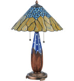 24.5"H Cristal Azul Stained Glass Table Lamp