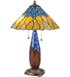 24.5"H Cristal Azul Stained Glass Table Lamp