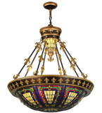 28"W Tiffany Fleur-De-Lis W/Uplights Inverted Pendant