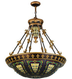 28"W Tiffany Fleur-De-Lis W/Uplights Inverted Pendant