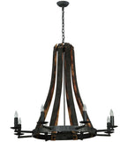42"W Barrel Stave Madera 8 Lt Rustic Gothic Chandelier