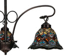 30"W Tiffany Peacock Feather 3 Lt Chandelier