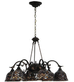 32.5"W Tiffany Fishscale 6 Lt Victorian Chandelie