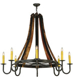 48"W Barrel Stave Madera 8 Lt Rustic Chandelier