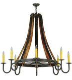 48"W Barrel Stave Madera 8 Lt Rustic Chandelier