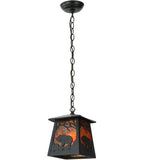 7.5"Sq Grizzly Bear at Dawn Wildlife Mini Pendant