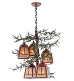 28"W Pine Branch Valley View 5 Lt LED Lodge Chandelier