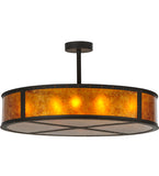 44"W Smythe Craftsman Amber Mica Semi-Flushmount