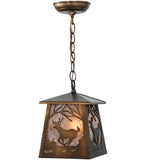 7"Sq Deer at Dawn Wildlife Rustic Lodge Mini Pendant
