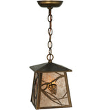 7"Sq Whispering Pines Lodge Lantern Pendant
