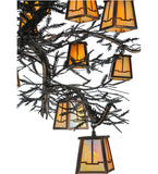 52"W Pine Branch Valley View 12 Lt W/Uplights Lodge Chandelier