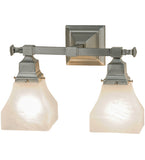14.5"W Bungalow White Alabaster Swirl Traditional 2 Lt Vanity Light