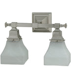 14.5"W Bungalow White Alabaster Swirl Traditional 2 Lt Vanity Light