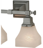 14.5"W Bungalow White Alabaster Swirl Traditional 2 Lt Vanity Light