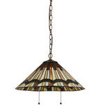 18"W Prairie Delta Southwest Stained Glass Pendant