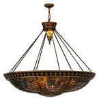 44.5"W Fleur-De-Lis Stained Glass Inverted Pendant