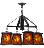 28"W Rustic Lodge Whispering Pines 4 Lt Chandelier