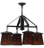 28"W Rustic Lodge Whispering Pines 4 Lt Chandelier
