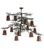 53"W Pine Branch Valley View 12 Lt Lodge Chandelier