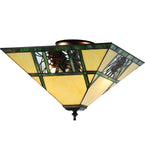 14"Sq Lodge Pinecone Ridge Stained Glass Flushmount