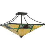 26"Sq Pinecone Ridge Stained Glass Semi-Flushmount