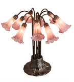 22"H Cranberry Pond lily 10 Lt Floral Table Lamp