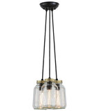 9"W Mason Jar 3 Lt Pendant
