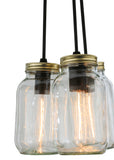 9"W Mason Jar 3 Lt Pendant