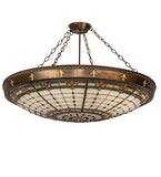 38"W Tiffany Fleur-De-Lite Semi-Flushmount