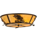 22"W Wildlife Leaping Bass Flushmount