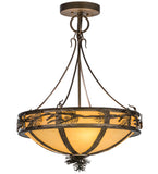 20"W Lodge Branches W/Uplights Semi-Flushmount