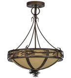 20"W Lodge Branches W/Uplights Semi-Flushmount