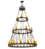 54"W Lakeshore 21 Lt Three Tier Rustic Chandelier
