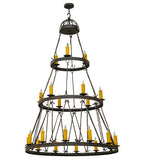 54"W Lakeshore 21 Lt Three Tier Rustic Chandelier