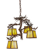 28"W Pine Branch 4 Lt Lodge Chandelier