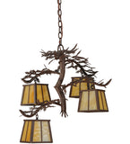 28"W Pine Branch 4 Lt Lodge Chandelier