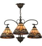 28"W Ilona 3 Lt Victorian Stained Glass Chandelier
