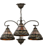 28"W Ilona 3 Lt Victorian Stained Glass Chandelier