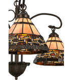 28"W Ilona 3 Lt Victorian Stained Glass Chandelier