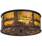 26"W Quiet Pond Rustic Lodge Flushmount