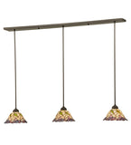50"L Stained Glass Daffodil Bell 3 Lt Island Pendant