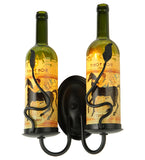 9"W Tuscan Vineyard Personalized 2 Wine Bottle Wall Sconce