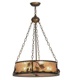 22"W Oak Leaf & Acorn W/Uplights Inverted Pendant