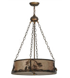 22"W Oak Leaf & Acorn W/Uplights Inverted Pendant