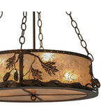 22"W Oak Leaf & Acorn W/Uplights Inverted Pendant