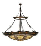 57"W Fleur-De-Lis Couronne Stained Glass Inverted Pendant